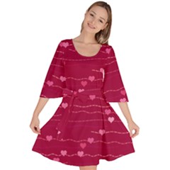 Hearts Valentine Love Background Velour Kimono Dress