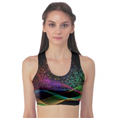 Particles Waves Line Multicoloured Fitness Sports Bra