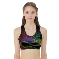 Particles Waves Line Multicoloured Sports Bra With Border