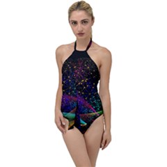 Particles Waves Line Multicoloured Go With The Flow One Piece Swimsuit by Proyonanggan