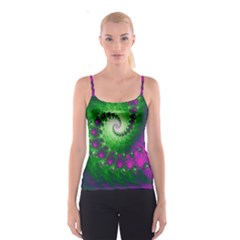 Fractal Spiral Purple Art Green Art Spaghetti Strap Top