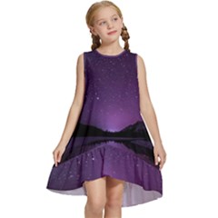 Dark Purple Aesthetic Landscape Kids  Frill Swing Dress by Sarkoni