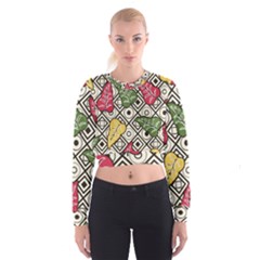 Leaves Foliage Batik Seamless Cropped Sweatshirt by Sarkoni