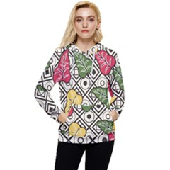Leaves Foliage Batik Seamless Women s Lightweight Drawstring Hoodie by Sarkoni