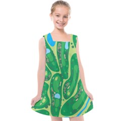 Golf Course Par Golf Course Green Kids  Cross Back Dress by Sarkoni