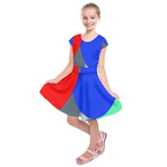 Abstract Circles, Art, Colorful, Colors, Desenho, Modern Kids  Short Sleeve Dress