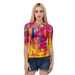 Abstract Design Calorful Quarter Sleeve Raglan T-shirt