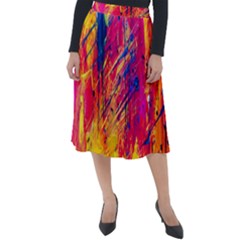 Abstract Design Calorful Classic Velour Midi Skirt 