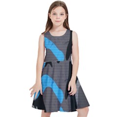 Blue, Abstract, Black, Desenho, Grey Shapes, Texture Kids  Skater Dress by nateshop