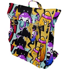 Cartoon Graffiti, Art, Black, Colorful, Wallpaper Buckle Up Backpack by nateshop