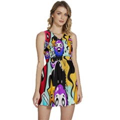 Cartoon Graffiti, Art, Black, Colorful, Wallpaper Sleeveless High Waist Mini Dress by nateshop