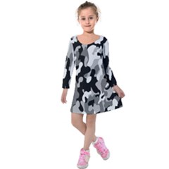 Dark Camouflage, Military Camouflage, Dark Backgrounds Kids  Long Sleeve Velvet Dress by nateshop