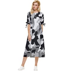 Dark Camouflage, Military Camouflage, Dark Backgrounds Bow Sleeve Chiffon Midi Dress by nateshop