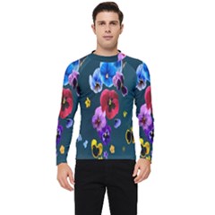 Falling Flowers, Art, Coffee Cup, Colorful, Creative, Cup Men s Long Sleeve Rash Guard by nateshop