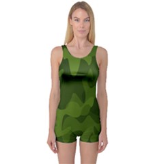 Green Camouflage, Camouflage Backgrounds, Green Fabric One Piece Boyleg Swimsuit by nateshop