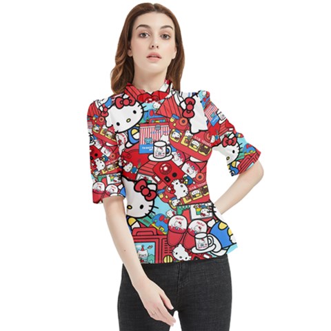 Hello-kitty-61 Frill Neck Blouse by nateshop