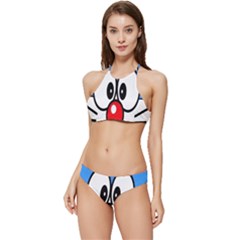 Doraemon Face, Anime, Blue, Cute, Japan Banded Triangle Bikini Set by nateshop