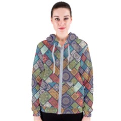 Mandala Pattern Abstract , Mandala, Pattern, Abstract Women s Zipper Hoodie