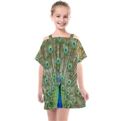 Peacock,army 1 Kids  One Piece Chiffon Dress