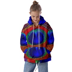 Peacock-feathers,blue 1 Kids  Oversized Hoodie