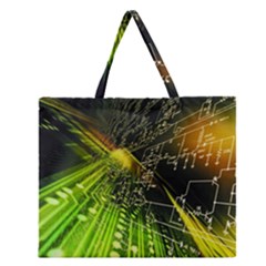 Machine Technology Circuit Electronic Computer Technics Detail Psychedelic Abstract Pattern Zipper Large Tote Bag