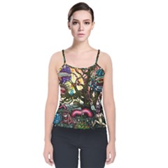 Psychedelic Funky Trippy Velvet Spaghetti Strap Top