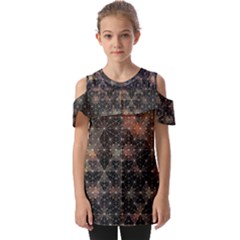 Abstract Psychedelic Geometry Andy Gilmore Sacred Fold Over Open Sleeve Top by Sarkoni