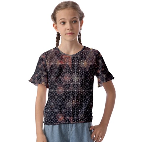 Abstract Psychedelic Geometry Andy Gilmore Sacred Kids  Cuff Sleeve Scrunch Bottom T-shirt by Sarkoni