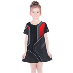 Gamer Tech Black Mesh Red Modern Shape Texture Geometric Pattern Kids  Simple Cotton Dress