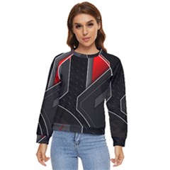 Gamer Tech Black Mesh Red Modern Shape Texture Geometric Pattern Women s Long Sleeve Raglan T-shirt