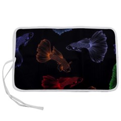 Vector Aquarium Guppies Seamless Fish Pattern With Black Background Pen Storage Case (l) by Grandong