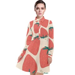 Seamless Strawberry Pattern Vector Long Sleeve Chiffon Shirt Dress by Grandong