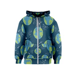 Seamless Pattern Cartoon Earth Planet Kids  Zipper Hoodie by Grandong