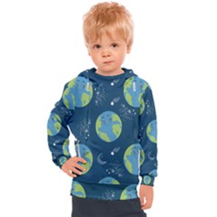 Seamless Pattern Cartoon Earth Planet Kids  Hooded Pullover by Grandong