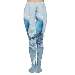 Chinese Style 3d Embossed Blue Peacock Oil Painting Tights by Grandong