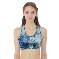 Chinese Style 3d Embossed Blue Peacock Oil Painting Sports Bra With Border by Grandong