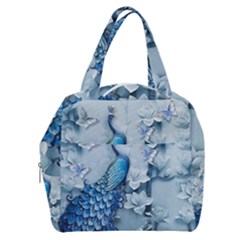 Chinese Style 3d Embossed Blue Peacock Oil Painting Boxy Hand Bag by Grandong