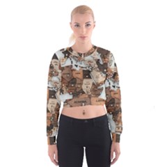 3d Vintage World Map Cropped Sweatshirt by Grandong