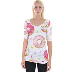 Vector Donut Seamless Pattern Wide Neckline T-shirt