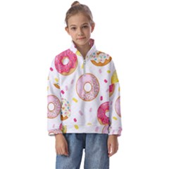 Vector Donut Seamless Pattern Kids  Half Zip Hoodie