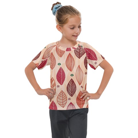 Forest Leaves Seamless Pattern With Natural Floral Kids  Mesh Piece T-shirt by Grandong