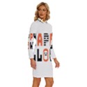 Happy Halloween Slot Text Orange Long Sleeve Shirt Collar Bodycon Dress View3