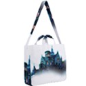 Blue Castle Halloween Horror Haunted House Square Shoulder Tote Bag View2