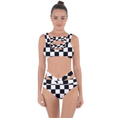 Black White Chess Board Bandaged Up Bikini Set  by Ndabl3x