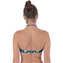 Blue Yellow October 31 Halloween Tie Back Bikini Top View2