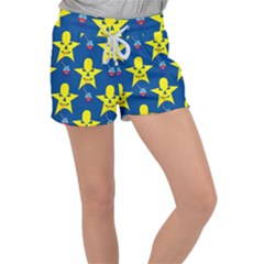 Blue Yellow October 31 Halloween Women s Velour Lounge Shorts by Ndabl3x