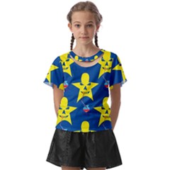 Blue Yellow October 31 Halloween Kids  Front Cut T-shirt by Ndabl3x