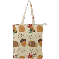 Leaves Foliage Acorns Barrel Double Zip Up Tote Bag