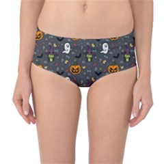 Halloween Bat Pattern Mid-waist Bikini Bottoms by Ndabl3x