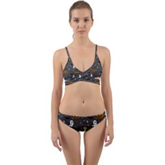 Halloween Bat Pattern Wrap Around Bikini Set by Ndabl3x